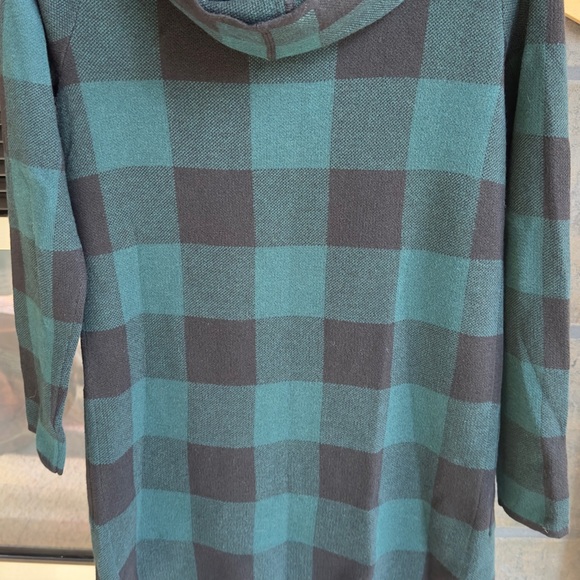 NWT Adrienne Vittadini Open Cardigan Sweater in Navy Green Classic Check Small - Picture 4 of 5